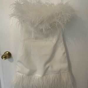 Lola Blanc Mini Feather Dress